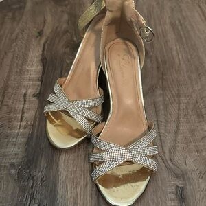 Elegant Gold Rhinestone Women's Heels